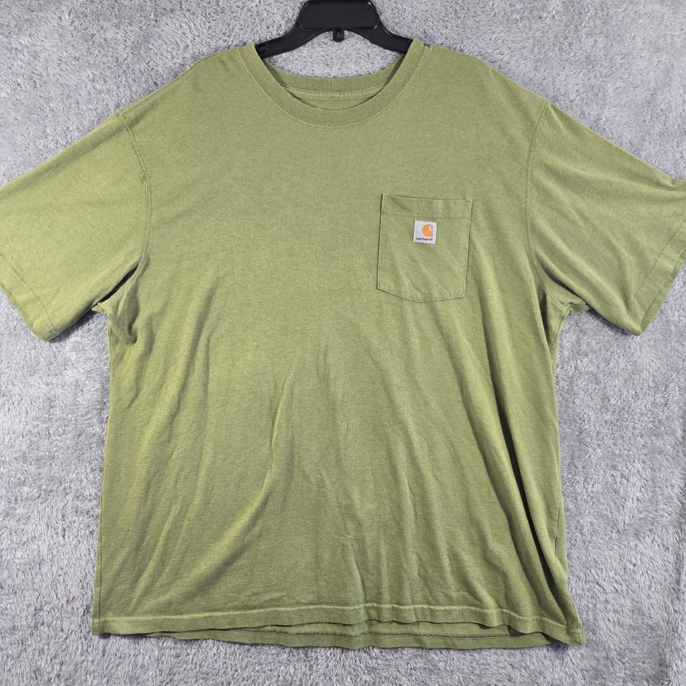 Carhartt K87 Mens 2XL Green Short Sleeve Pocket T-Shirt Original Fit Workwear